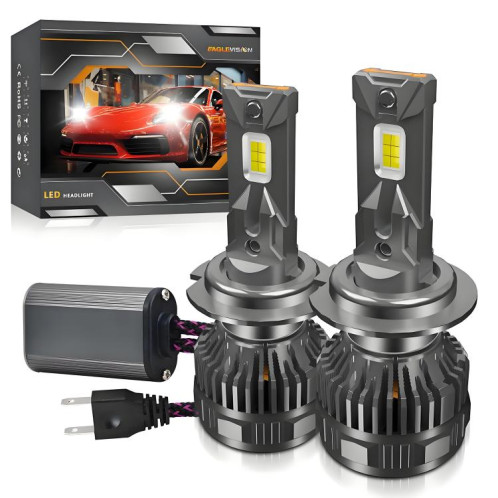 Ampoule LED H7 pour phare de voiture, 50 W, 6 000 lm, 6 000 K, double tube en cuivre (couleur pistolet), lot de 2 SH205A1368-010